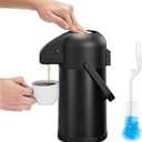 Airpot Coffee Carafe for Keeping Hot - 64 OZ/ 2.0L Coffee Dispenser with Pump - Insulated Stainless Steel thermal carafe for Hot Drinks Water Tea Chocolate - Hot Beverage Dispenser for Parties (Black-1 Pack)