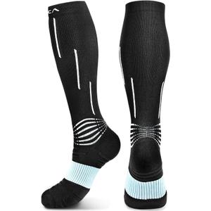 NEENCA Compression Socks, Medical Athletic Calf Socks for Injury Recovery & Pain Relief, Sports Protection1 Pair, 20-30 mmhg (Small, Black Blue)