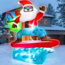 Black Santa Christmas Decorations, 6 FT Christmas Inflatable Black Santa Surfing Outdoor Decoration Fun Hawaii Blow Up Builtin LED Lights for Holiday Indoor Yard Lawn Garden Decor
