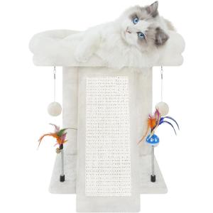 TWDEPART Cat Tree Cat Tower with Cat Scratching Post for Indoor Cats,Activity Centre Climbing Tree Cat Furniture with Playful Toy Balls,Beige