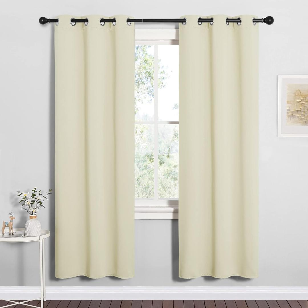 NICETOWN Blackout Curtains for Bedroom, 72 inches Long Curtains & Drapes for Living Room, Thermal Insulated Window Treatment Draperies for Nursery (Beige, 34" by 72")
