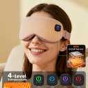 Cordless Heated Eye Mask with 1500mAh Large Battery, 4 Heat Levels & 100% Blackout for Dry Eyes Relief, Fast Heating Eye Heating Pad with 2 Washable Covers for Sleep, Travel, MGD, Blepharitis