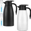 Updated Thermal Coffee Carafe, 70 Oz Insulated Stainless Steel Coffee Carafes for Keeping Hot Coffee & Water Hot Beverage-12Hours, Double Walled Vacuum Thermos Carafe(Black+White