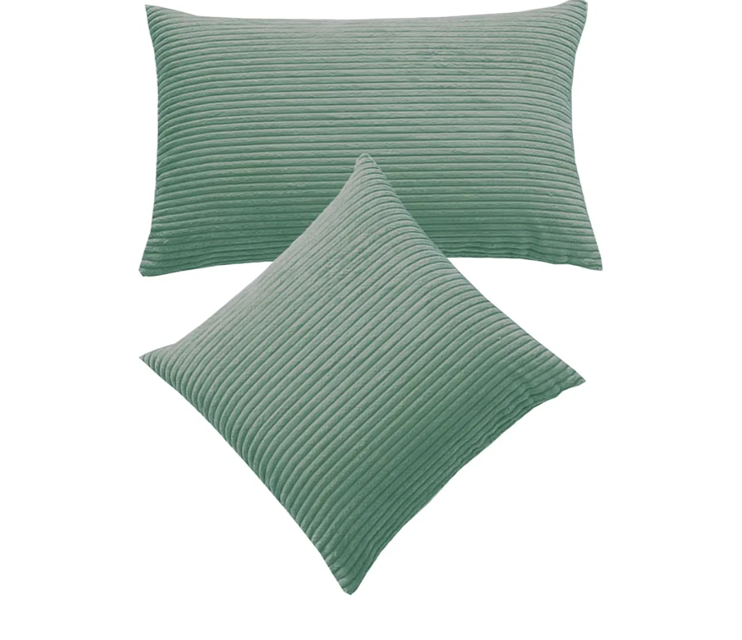XMAYODS 2 Pack Decorative Pillow Case Covers Corduroy 45x45 50x50 60x60cm Pillowcase Covers with Zipper Square Cushion Protectors Cover for Home Couch Sofa Bed(Bean Green,2pcs 66x66cm)