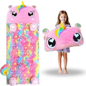 Kids Sleeping Bag, Large Unicorn Slumber Bag for Girls Boys, Portable Nap Mat, Preschool Daycare Kindergarten Birthday Gift 3-12 Yr Child