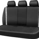 CAR PASS Bling Rhinestone&Leather Back Seat Cover, Waterproof Bench Rear Seat Cover Shining Diamond Universal Fit Automotive Glitter Crystal Sparkle Strips for Kid Women Girl, Silver Diamond