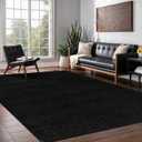 Area Rug 8x10 Black Washable Indoor Rug Solid Non Slip Easy to Clean Non Shedding Indoor for Living Room Bedroom Kitchen Dining Room or Hallway (8 X 10 Black)
