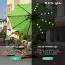 JEAREY 9FT Outdoor Patio Umbrella with Solar Lights, LED Lighted Pool Umbrella with Tilt and Crank, Outdoor Table Umbrellas for Deck, Yard & Market (Grass Green)
