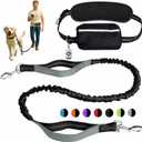 Hands-Free Dog Leash for Dogs up to 130 lbs  Heavy-Duty, Shock-Absorbing Bungee Leash with Zipper Pouch, Dual Padded Handles & Adjustable Waist Belt for Running & Walking  Cool Gray