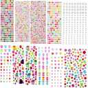 3042pcs Gem Stickers Jewels for Crafts - Self Adhesive Rhinestone Jewel Stickers, Stick on Gems Rhinestones for Crafts, Acrylic Bling Heart Stickers, Craft Supplies