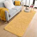 OLANLY 2x8 Machine Washable Runner Rugs for Hallway, Soft Fluffy Shaggy Bedside Rugs for Bedroom, Living Room, Indoor Floor Carpet for Kids Girls and Boys, Home Decor Aesthetic, Mustard Yellow