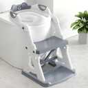 Potty Training Seat, 2 in 1 Potty Training Toilet with Step Stool for Boys Girls, Toddler Toilet Seat with Stabilizer Crossbar, Anti-Slip Pads and Splash Guard, Grey