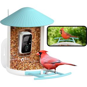 NETVUE by Birdfy Smart Bird Feeder with Camera, Bird Watching Camera, Auto Capture Video & Motion Detection, 1080P Live Steam, Cardinal Feeder Outdoor Wireless, Ideal Present for Backyard Birder, Blue