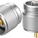 2 x 2 Pcs Propane to Butane Adapter Brass & Aluminum Alloy Camping Stove Adapter LPG Canister Converter 1 LB Propane Tanks Input EN417 Lindal Valve Stove Gas Converter for Backpacking Hiking (Silver)