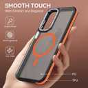 BENTOBEN for Samsung Galaxy A17 Case, [Compatible with MagSafe] Slim Thin Translucent Matte Back Samsung A17 Phone Case Women Men Cute Anti-Slip Shockproof Magnetic Cover for Galaxy A17, Black/Orange