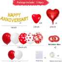 Happy Anniversary Decorations - 118PCS Anniversary Party Decorations Kit with 16" Happy Anniversary Letter Balloons 1000PCS Red Silk Rose Petals, Balloon Arch Garland, Red Heart Balloons