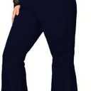 Plus-Size Casual Pants for Women high-Waisted Bell Bottoms Yoga (Blue, XXXL)