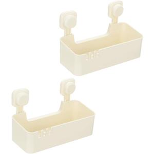 uxcell 2Pcs Suction Cup Shower Caddy, 11 x 7 Inches Suction Cup Shower Organizer Shelf Wall Mount Dispenser Rack Storage Shelf for Bathroom Kitchen, Beige