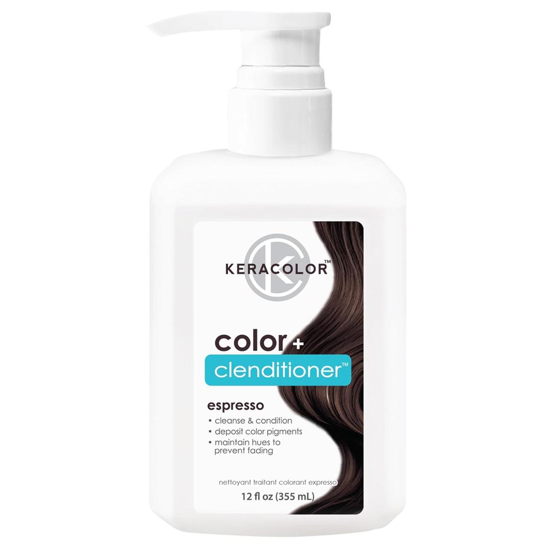 Keracolor Color + Clenditioner 3-in-1 Color-Depositing Conditioner, Gently Cleanses & Conditions, Semi-Permanent Hair Color, 23 Shades, 12 Fl Oz (Espresso)