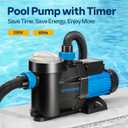 VIVOHOME Self Primming in/Above Ground Swimming Pool Pump w 1.25'' & 1.5" & 2.0'' Unions Energy Saving w/Strainer Baske, 8880 GPH