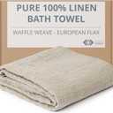 Pure 100% Linen Bath Towel - 30x60-inch Lightweight Travel Towel - Linen Beach Towel Waffle Weave Quick Dry Hair Towel - Thin Towels for Bathroom