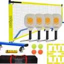 Pickleball Net for Driveway - Portable Pickleball Set with Net and Paddles Set of 4, Court Marking Kit, Outdoor Pickleballs, Carry Bag, Steady Metal Frame Easy Setup