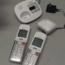 Panasonic Cordless Phone, Easy to Use with Large Display and Big Buttons, Flashing Favorites Key, Built in Flashlight, Call Block, Volume Boost, Talking Caller ID, 2 Cordless Handsets - KX-TGU432W (White)