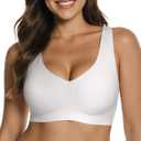 OEAK Womens Jelly Bras No Underwire Seamless Full Coverage Support Lift Pull on Bralette Comfort Everyday Sports Tshirt Bra (White, L)