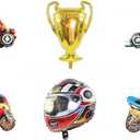 Race Car Balloons Motorcycle Balloons Car Racing Party Decorations for Birthday Parties, Car Racing Party Decorations, Motorcycle Helmet Foil Balloons