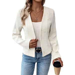 Work Blazer Jacket for Women 2024 White Spring Jackets Business Casual Attire Tops Womens Work Office Professional Clothes Outfits Interview Top Women's Suit Blazers Jacket, White Large