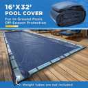16-Ft x 32-Ft Pool Cover for Inground Pools - Rectangle Winter Pool Cover for Inground Pools, Extra Thick Material and Durable Design, Cold and UV-Resistance, Easy Installation, Navy Blue