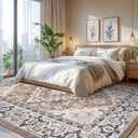 8x10 Area Rugs for Living Room Bedroom, Soft Boho Carpet Floral Brown