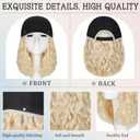 Qlenkay Waterproof Baseball Cap Attached with Curly Wavy Bob Hair Soft Crown Adjustable Quick Dry Hat Wig 14in Short Synthetic Hairpiece for Women Bleach Blonde
