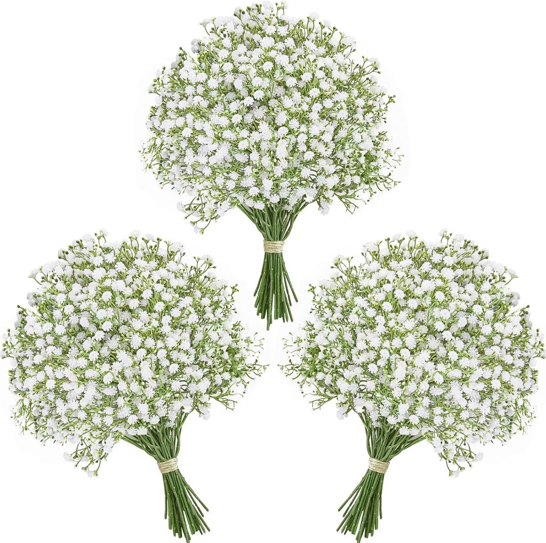 Alecono Babys Breath Artificial Flowers 𝟯𝟯𝗣𝗰𝘀, White Artificial Babys Breath Bulk for DIY Floral Bouquets for Wedding, Fake Babys Breath Real Touch Flowers for Home Decorations