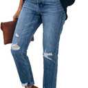 Lesore Womens High Waist Stretch Distressed Jeans Destroyed Denim Pants (32, Blue-2)