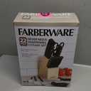 Farberware 22-Piece Never Needs Sharpening Triple Rivet High-Carbon Stainless Steel Knife Block and Kitchen Tool Set, Black, Durable AND Precision Cutlery