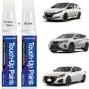 for Nissan QAB Pearl White Tricoat Touch up Paint, 2-in-1 Scratch Repair Pen Exact Color Match, Car Scratch Repair Pen