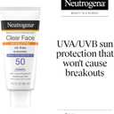 Neutrogena Clear Face Sunscreen Lotion for Acne-Prone Skin, Broad Spectrum SPF 50, Sunscreen for Face & Oily Skin, Oil-,Fragrance- & Oxybenzone-Free, Water Resistant, Matte, Unscented, 3 Fl Oz
