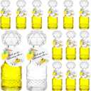 Chuangdi 16 Sets Mini Limoncello Glass Bottles 1.7 oz Limoncello Bottles with Labels Lemon Pendants Lemon Party Favors for Homemade Brewing Wedding Baby Shower Christmas Gifts(Delicate)