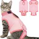 BRKURLEG Cat Recovery Suit for Female Male Anti-Licking Pet Surgical Pajamas Kitten Recovery Suit Cat Spay Recovery Suit Female Abdominal Wounds Skin Diseases Protection, Pink, M