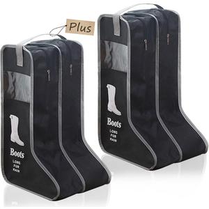 Upgraded 2 Pack Portable Boots Storage Bag, Black Shoe Bags for Storage and Travel Dust Proof Travel Shoe Bags for Packing (Extra Large, 57 * 34 * 30)