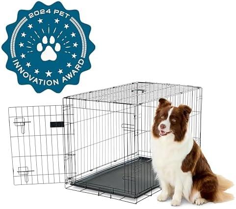 Carlson Pet Products Single Door Metal Dog Crate, Intermediate 36" Dog Crate for Medium to Large Dogs, Foldable Collapsible Dog Kennel with Removable Tray, Portable Wire Dog Cage for Training & Travel