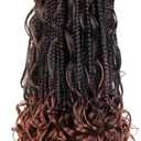 Niseyo Goddess Box Braids Crochet Hair 18 Inch 6 Packs Long Crochet Box Braids Pre Looped Curly Ends Boho Style Synthetic Hair (T350/Ombre Ginger Red)
