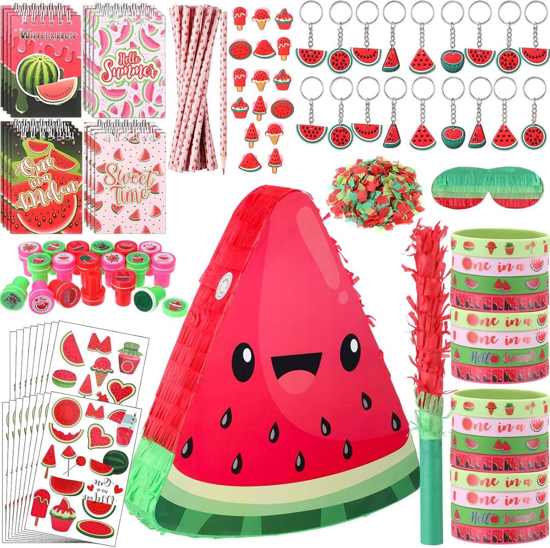 Spakon 113 Pcs Watermelon Piata for Kids Boys Girls Birthday, One in a Melon Party Decorations Summer Fruit Party Game Supplies 13.8 x 12.6 x 2.95 inch Spakon 113 Pcs Watermelon Piata for Kids Boys Girls Birthday, One in a Melon Party Decorations Summer Fruit Party Game Supplies 13.8 x 12.6 x 2.95 inch