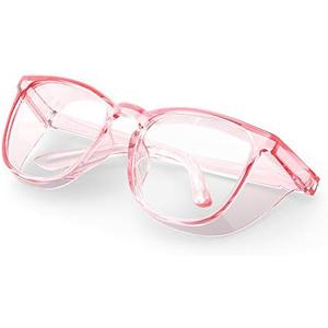 TOREGE Safety Goggles, Pink Safety Glasses With Anti-Fog And Anti-Blue Light Lense, Light And Comfortable, Perfect Alternatives To Regular Protective Eyewear Goggles For Nurses(Light Pink&Clear Lens)
