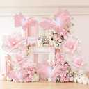 Cinnvoice 8 Pcs Large Butterfly Flower Decorations 20 Inch 12 Inch 3D Giant Silk Butterfly Big Flower Mariposas Grandes para Decoracion for Wedding Backdrop Birthday Party(Pink)