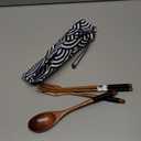 1 Set Wooden Utensil Set, Travel Utensils for Eating, Wooden Fork Spoon Chopsticks, Reusable Portable Flatware Cutlery Set, Tied Line Flatware with Pouch for Lunch Camping Traveling