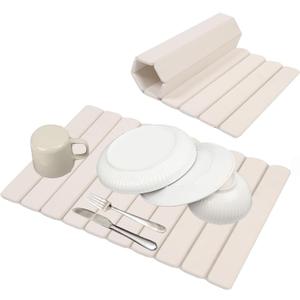 Stone Dish Drying Mats for Kitchen Counter, 24"16" - Quick Dry Eco-Friendly Diatomaceous Earth Mat, Super Absorbent, Non-Slip Collapsible Dish Drying Mat for Dishes Bottles Cups, Match any Countertop (23.2" x 15.4", White)