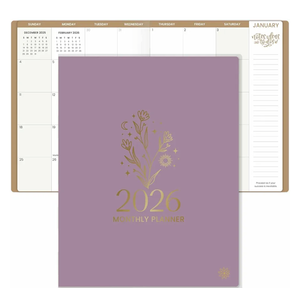 bloom daily planners 2026 Monthly Planner Calendar Book (January 2026 - December 2026) - Large 9” x 12” Floral Agenda Schedule Organizer - Gold Floral Stamp