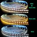 Tesfish 12V 2 in 1 LED Strip Lights, 16.4ft CCT Cold White + Warm White, Color Temperature Adjustable (2800K to 6500K) Light Strips IP20 Total 600 LEDs for Bedroom, Kitchen, Advertising Decoration